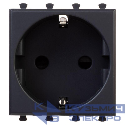 Розетка 1-м 2мод. Avanti "Черный матовый" 16А 2P+E защ. шторки черн. DKC 4412002