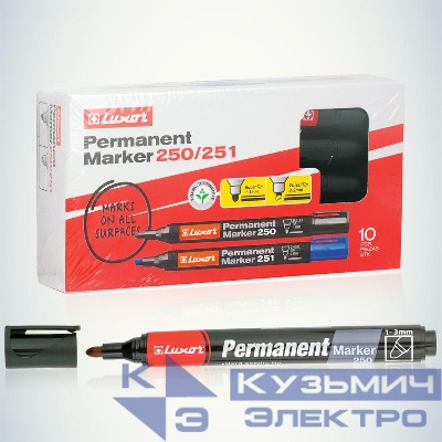 Маркер перманентный пулевидный 1-3мм черн. Luxor Б0048246