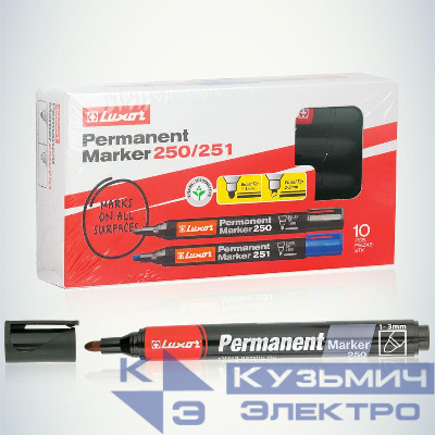 Маркер перманентный пулевидный 1-3мм черн. Luxor Б0048246