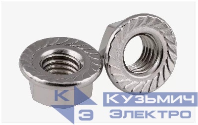 Гайка М8 DIN 6923 с препятствующ. откручиванию насечкой оцинк. (уп.100шт) Промрукав PR08.2367