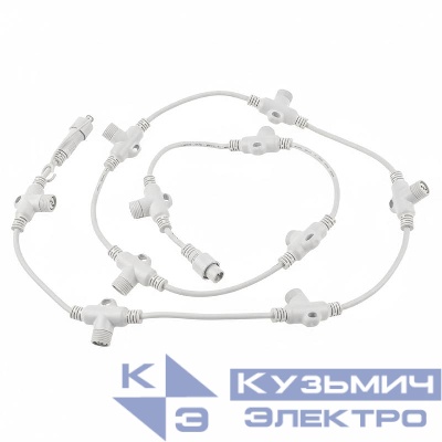 Провод-шина для гирлянд UCX-F90 T10/2M/WH серии F90PRO 2м 10 Т-коннекторов шаг 20см статика/мерцание IP67 бел. Uniel UL-00013218