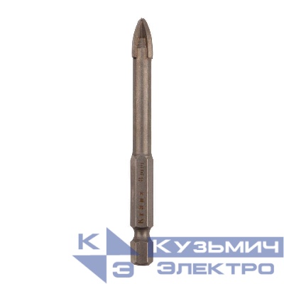 Сверло по стеклу и керамике 8мм 4 грани шестигранный хвостовик Kranz KR-91-0650