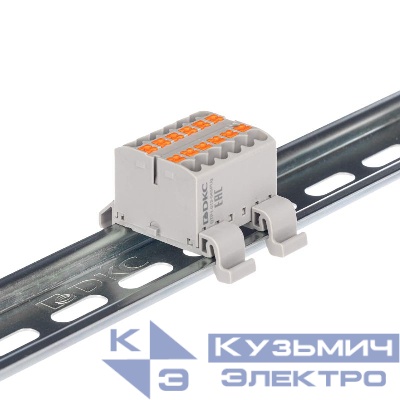 Блок распределительный с горизонт. адаптером на рейку шир. 35мм зажим push-in 12 точек подключения 2.5кв.мм сер. DKC DTP1-012-04SPUG-H