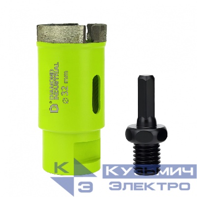 Diamond Industrial Алмазная коронка по керамограниту сегментная 32 мм М14  Diamond Industrial