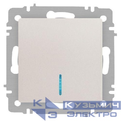 Выключатель 1-кл. СП Accent 6-102-06 10А IP20 250В с подсветкой AL/CU перламутр. Intro Б0063467
