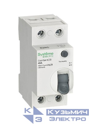 Выключатель дифференциального тока City9 Set 2п 40А 100мА A-S 230В SE C9R76240