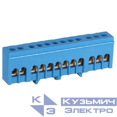 Шина N ноль в изолированном корпусе на DIN-рейку ШНИ-6х9-12-Д син. NO-224-100 Эра Б0062928