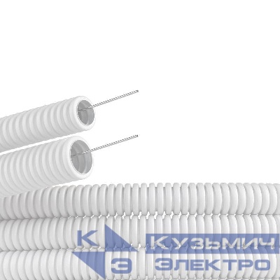 Труба гофрированная ПЛЛ гибкая d25мм с протяжкой безгалоген. (HF) ПВ-0 бел. (уп.50м) DKC 81825