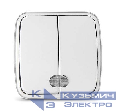 Выключатель 2-кл. ОП Электра 10А IP20 с подсветкой бел. Союз 0030