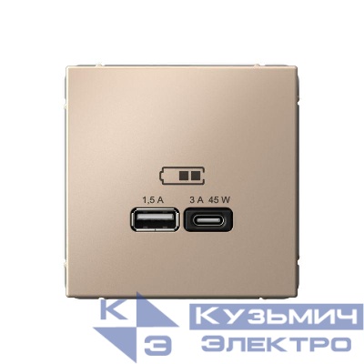Розетка USB ArtGallery тип A+C 45Вт QC PD высокоскор. ЗУ механизм песочн. SE GAL001229