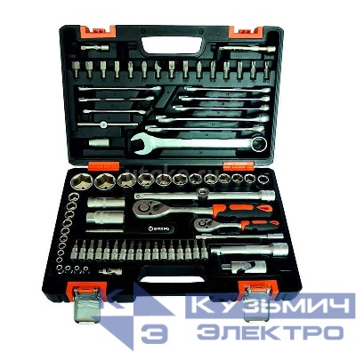 Набор инструментов 1/2дюйм; 1/4дюйм CrV пластик. кейс 82 предм. Вихрь 73/6/7/3