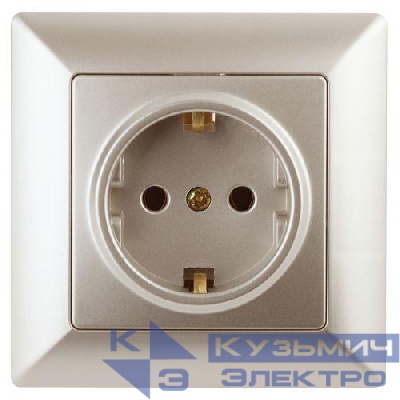 Розетка 1-м СП Solo 4-206-04 16А IP20 250В 2P+E Schuko с заземл. защ. шторки шампань Intro Б0053684