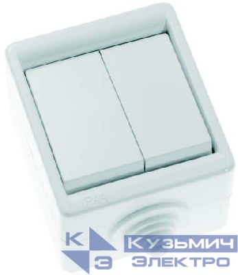 Выключатель 2-кл. ОП 10А IP44 А510-235 бел. Кунцево 5905