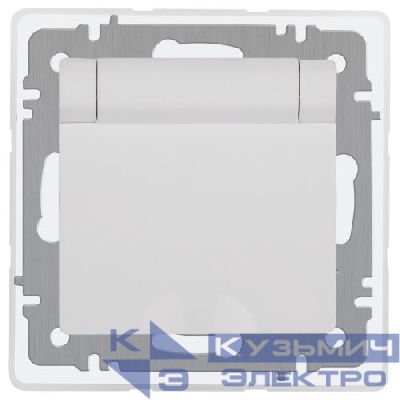 Розетка 1-м СП Accent 6-209-01 16А IP44 250В 2P+E Schuko с крышкой защ. штор. AL/CU бел. Intro Б0063553