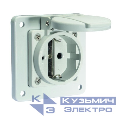 Розетка встраиваемая Schuko 16А 3п 250В IP54 фланец 75х75 Quick Connect сер. Bals 71109