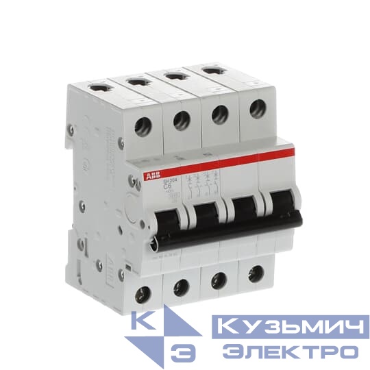 SH204 C6  Автоматический выключатель 4-полюсный 2CDS214001R0064