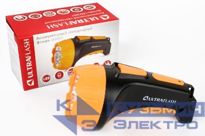 Фонарь аккумуляторный LED3807 7LED 2 режима аккум. SLA 220В пластик. черн./желт. (кор.) Ultraflash 9216
