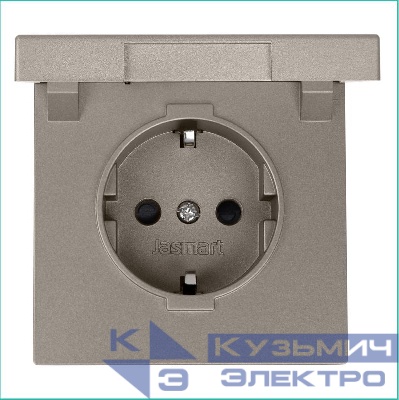 Розетка 1-м СП FD Shuko 16А IP20 с заземл. защ. шторки с крышкой механизм бронза Jasmart FD5505BR