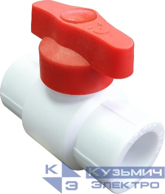 Кран шаровой 20 полупроходной с красн. ручкой (100/20) бел. VALFEX 20255020R