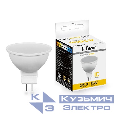 Лампа светодиодная LB-24 5Вт MR16 2700К G5.3 230В FERON 25127