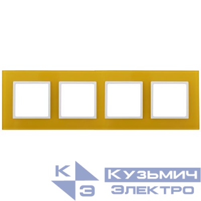Рамка 4-м 14-5104-21 стекло Elegance желт.+бел. ЭРА Б0034530