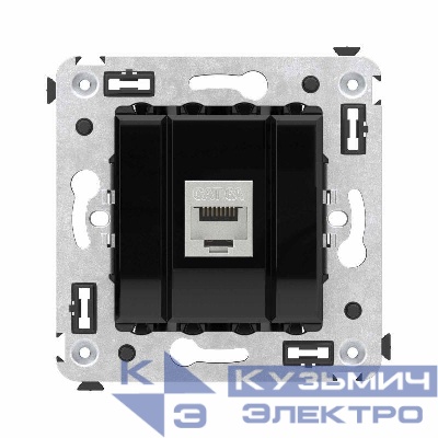 Розетка компьютерная 1-м СП Avanti "Черный квадрат" RJ45 кат.6A без шторок экранир. механизм DKC 4402773