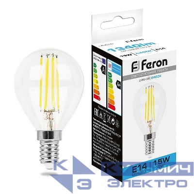 Лампа светодиодная LB-515 15Вт прозрачная 6400К E14 230В FERON 38251