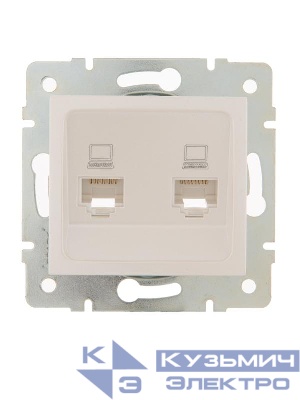 Розетка компьютерная 2-м СП Karina RJ45 механизм жемчуж./бел. перламутр. LEZARD 707-3088-141