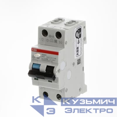Выключатель автоматический дифференциального тока DS201 B10 AC30 ABB 2CSR255080R1105