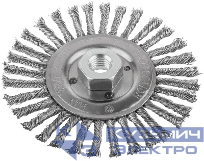 Корщетка-колесо гайка М14 стальная витая проволока 125мм КУРС 39028