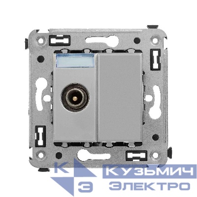 Розетка телевизионная проходная TV СП Avanti "Закаленная сталь" DKC 4404513