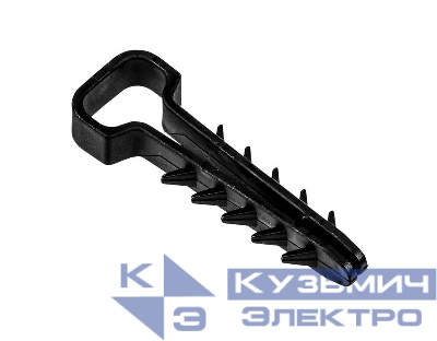 Дюбель-хомут PCD-F 05х10-45-100BL для плоского кабеля PA6.6 черн. (уп.100шт) JazzWay 5054981
