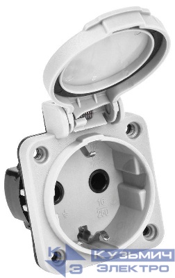 Розетка панельная MAGNUM 2P+PE 16А IP54 РП13-3 с защ. крышкой с заземл. сер. IEK PSN71-016-3-2-54-K03