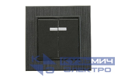 Выключатель 2-клав. с подсветкой Karea LINE STAR чер.Makel 86054023