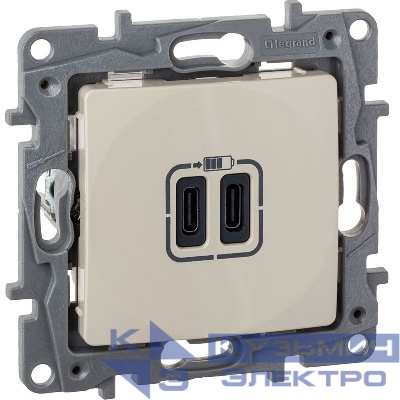 Устройство зарядное Etika с 2-мя USB разъемами C и C 240В/5В 3000мА сл. кость IEK 672335