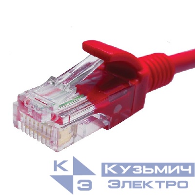 Патч-корд UTP 5e 4х2 26AWG (7х0.16мм) Cu LSZH 1м красн. SUPRLAN 10-0152
