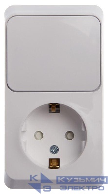 Блок ОП Этюд (1-м розетка с заземл. защ. шторки + 1-кл. выкл.) бел. SE BPA16-201B
