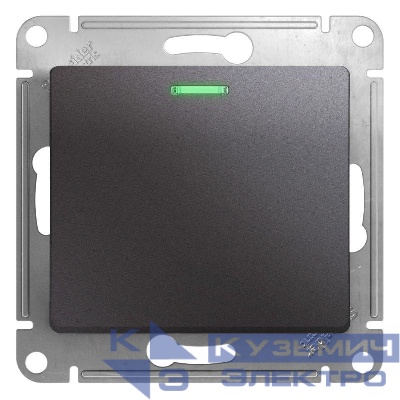 Переключатель проходной 1-кл. СП Glossa 10А IP20 (сх. 6а) 10AX с подсветкой механизм графит SE GSL001363