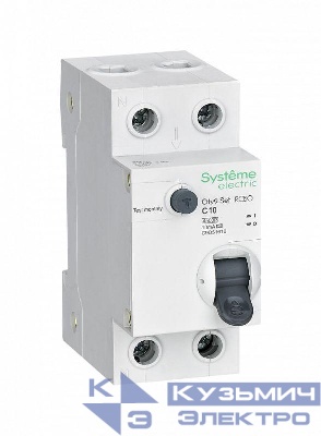 Выключатель автоматический дифференциального тока 2п (1P+N) C 10А 10мА тип A 4.5кА City9 Set 230В SE C9D51610