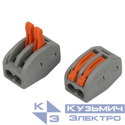 Клемма универсальная 222-412 2-проводная 0.08-2.5/4кв.мм с рычагами NO-225-382 (уп.20шт) Эра Б0067878