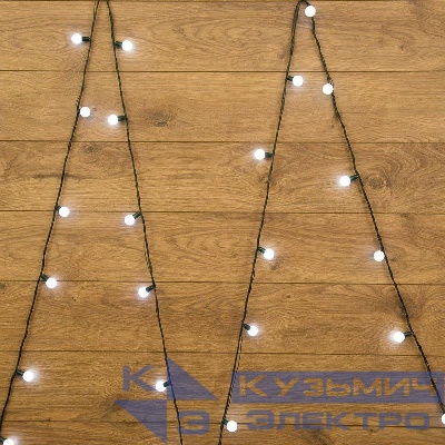 Гирлянда светодиодная "Шарики" 5м d25мм 25LED бел. 3.6Вт IP20 без контроллера провод ПВХ темн. зел. Neon-Night 303-555