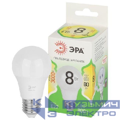 Лампа светодиодная GREEN LINE A60-8W-830-E27 GL 8Вт 3000К свет тепл. E27 Эра Б0067105