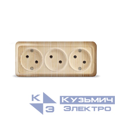 Розетка 3-м ОП Олимп 16А IP20 без заземл. сосна UNIVersal 1172