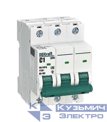 Выключатель автоматический модульный 3п C 1А 6кА ВА-103 DEKraft 12296DEK