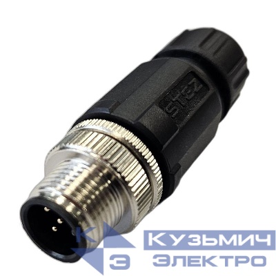 Разъем М12 5A штыревой пайка пластик. прямой резьба PG7 каб. часть СЦМ120022-05A СТЭЗ 185200164