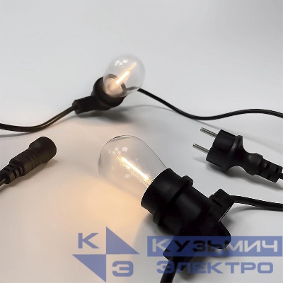 Гирлянда уличная "Белт-лайт" PBL-S80/L48+1.5 Black E27 IP65 48м 80ламп 1.5м шнур соедин. в линию max750Вт (лампы не в компл.; возможно использов. с фитолампами в теплице) Pro JazzWay 5040601A