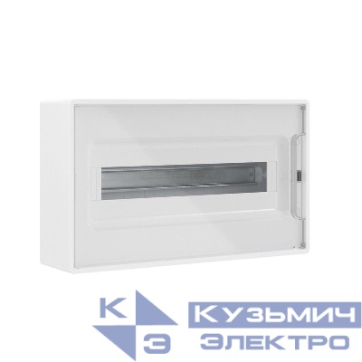 Щиток настенный Фрейм (FRAME) ЩРн-п-18 18мод. с прозр. дверцей с 2 шинами PEN на 8 и 10 отверст. бел. DKC F18W1WT