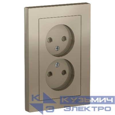 Розетка 2-м СП AtlasDesign 16А IP20 без заземл. защ. шторки в сборе шампань SE ATN000522