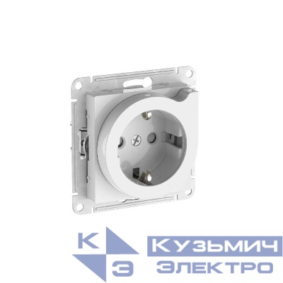 Розетка AtlasDesign 16А с заземл. защ. шторки с выталк. быстрозажим. клем. механизм бел. SE ATN000147S