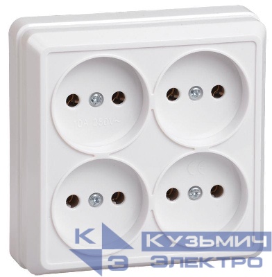 Розетка 4-м ОП Октава 10А IP20 без заземл. бел. GENERICA ERO40-K01-10-DC